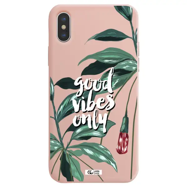 Tropical Vibes Green Apple iPhone XS Silicone pastel pink Case