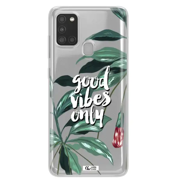Tropical Vibes Green Samsung A21S Clear TPU Case