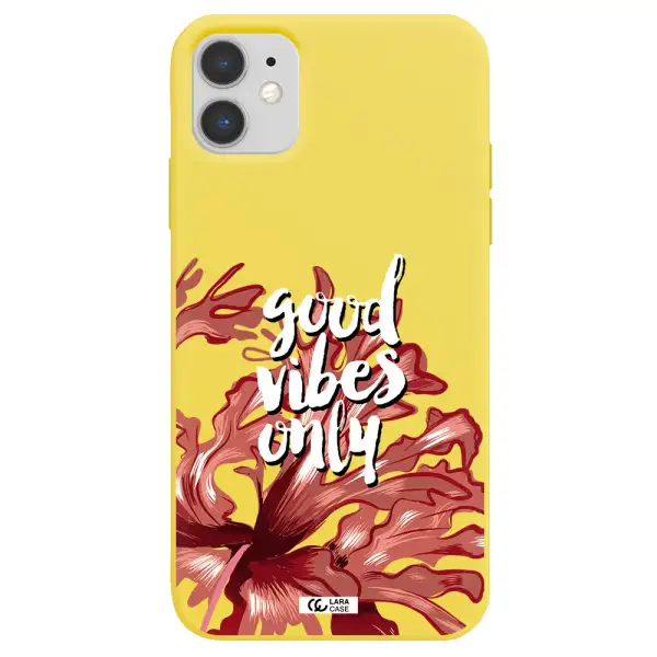 Tropical Vibes Red Apple iPhone 11 Silicone canary yellow Case