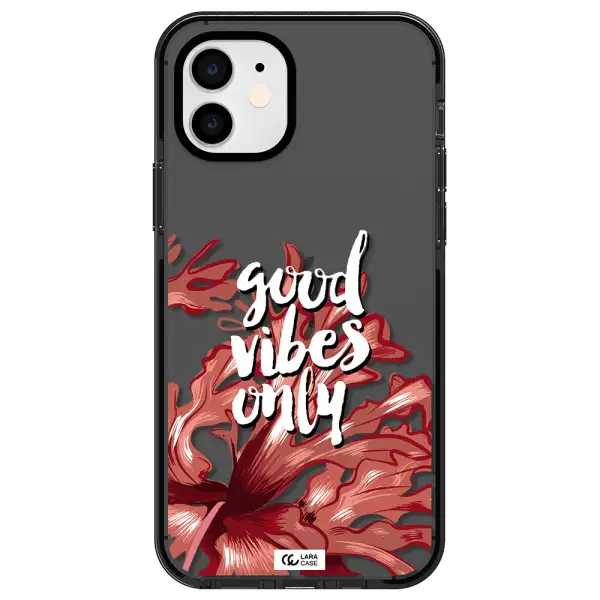 Tropical Vibes Red Apple iPhone 12 impact Smoke Black Case