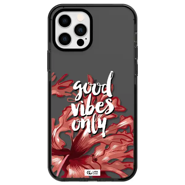 Tropical Vibes Red Apple iPhone 12 pro impact Smoke Black Case