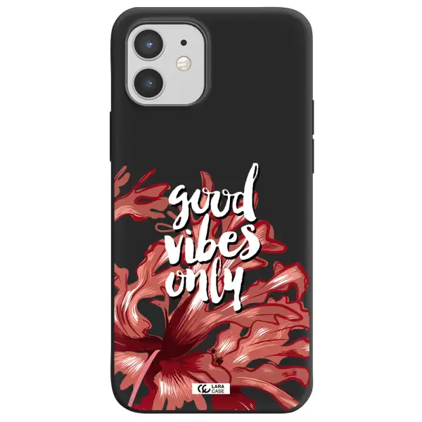 Tropical Vibes Red Apple iPhone 12 Silicone black Case