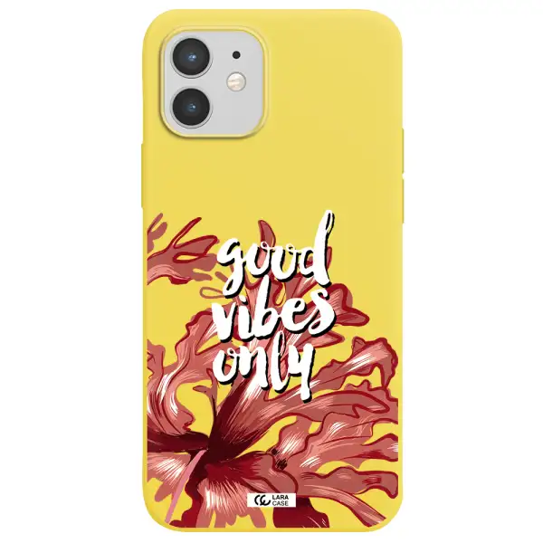 Tropical Vibes Red Apple iPhone 12 Silicone canary yellow Case