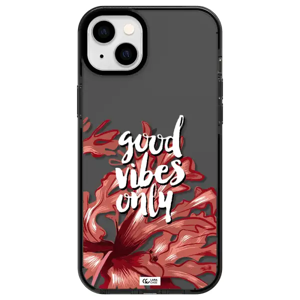 Tropical Vibes Red Apple iPhone 14 plus impact Smoke Black Case