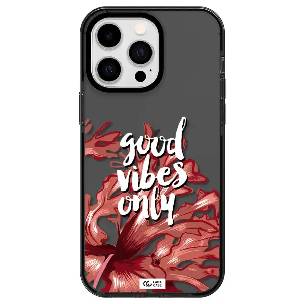 Tropical Vibes Red Apple iPhone 14 pro max impact Smoke Black Case