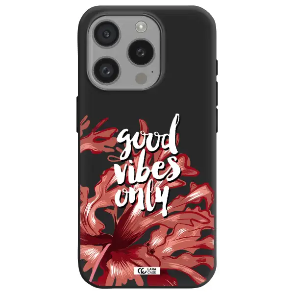Tropical Vibes Red Apple Iphone 15 Pro Silicone Black Case