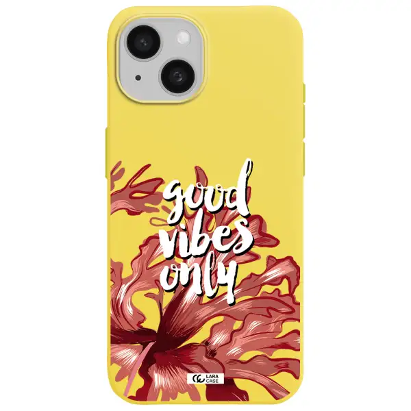 Tropical Vibes Red Apple iPhone 15 Silicone canary yellow Case