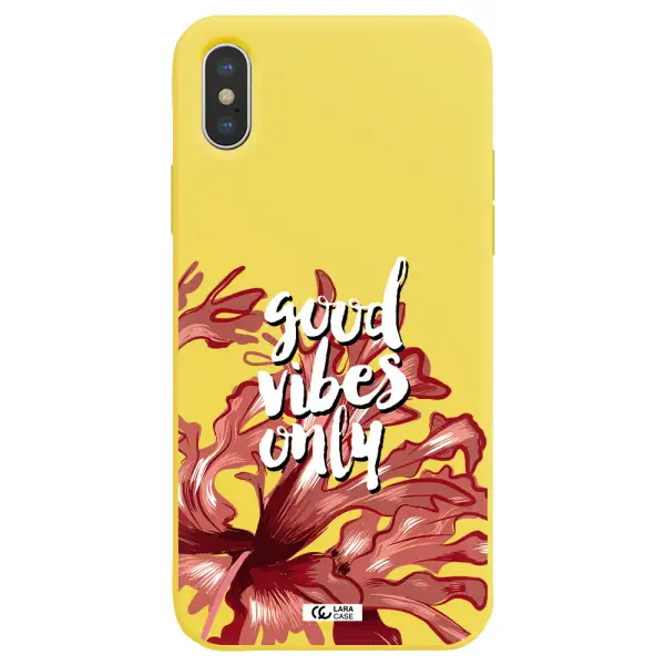 Tropical Vibes Red Apple iPhone X Silicone canary yellow Case