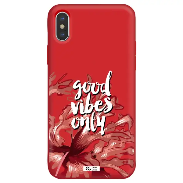 Tropical Vibes Red Apple iPhone X Silicone Imperial Red Case