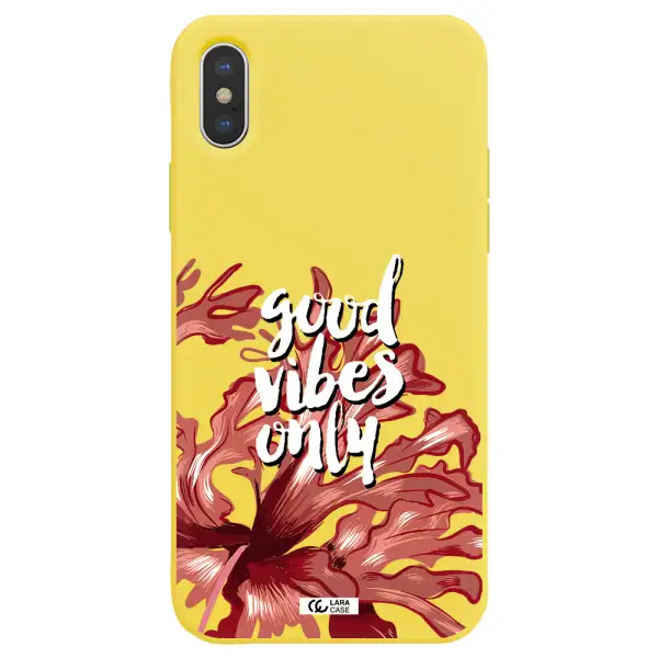 Tropical Vibes Red Apple iPhone XS Silicone canary yellow Case