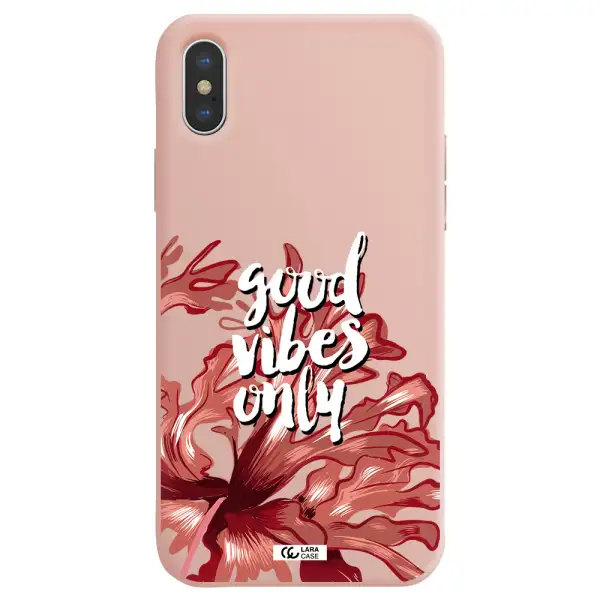 Tropical Vibes Red Apple iPhone XS Silicone pastel pink Case