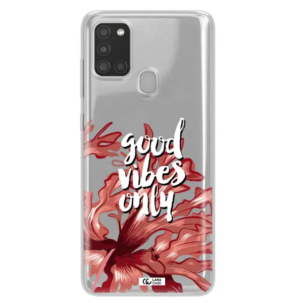 Tropical Vibes Red Samsung A21S Clear TPU Case