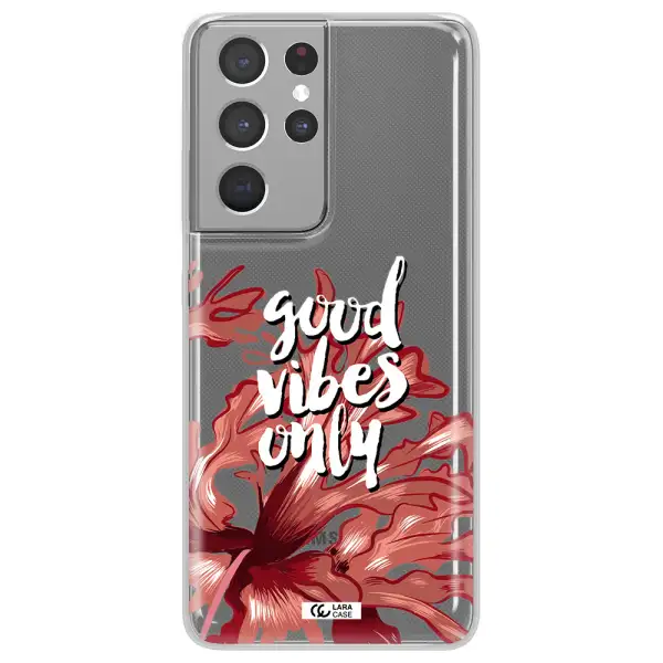 Tropical Vibes Red Samsung S21 Ultra Clear TPU Case
