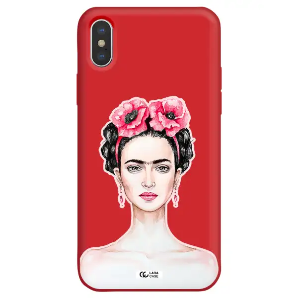 Ferida Watercolor Apple iPhone XS Silicone Imperial Red Case