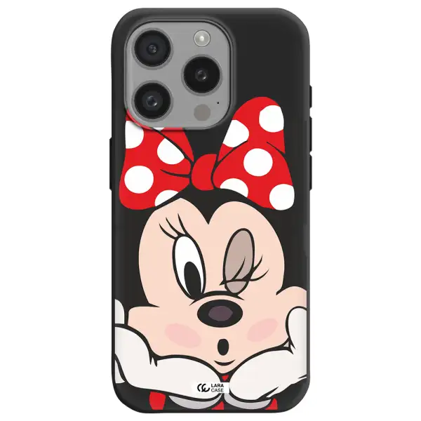 Minnie Mouse Apple Iphone 15 Pro Silicone Black Case