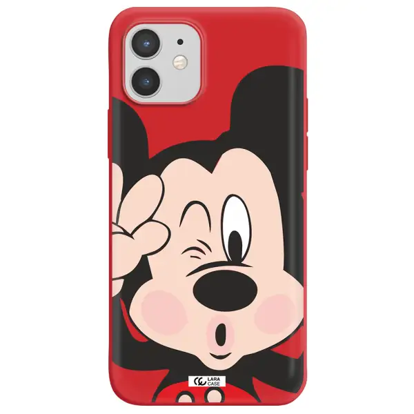Mickey Mouse Apple iPhone 12 Silicone Imperial Red Case