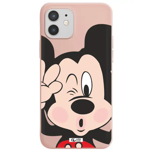 Mickey Mouse Apple iPhone 12 Silicone pastel pink Case