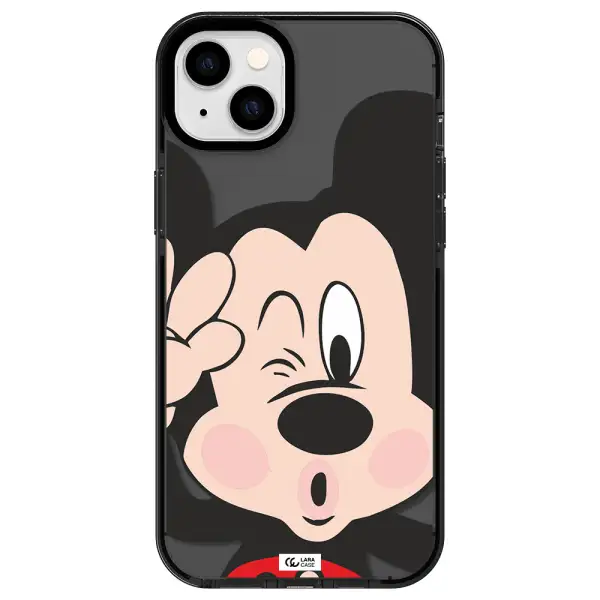 Mickey Mouse Apple iPhone 14 plus impact Smoke Black Case