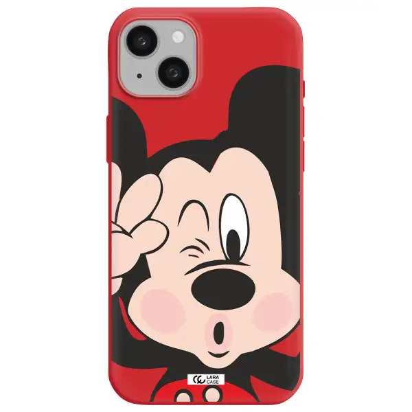 Mickey Mouse Apple iphone 15 plus Silicone Imperial Red Case
