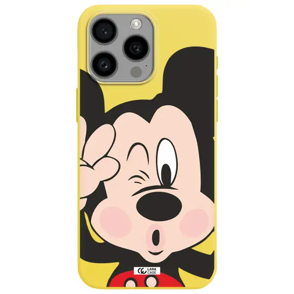 Mickey Mouse Apple Iphone 15 Pro max Silicone canary yellow Case