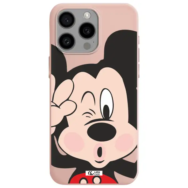 Mickey Mouse Apple Iphone 15 Pro max Silicone pastel pink Case