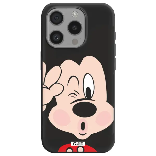 Mickey Mouse Apple Iphone 15 Pro Silicone Black Case