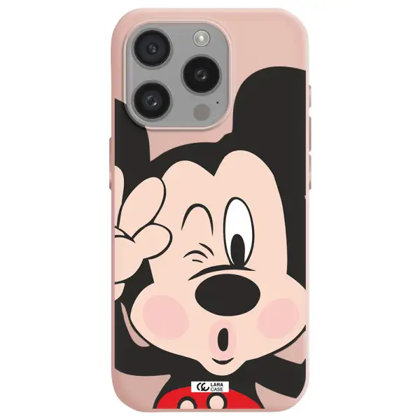 Mickey Mouse Apple Iphone 15 Pro Silicone Pastel Pink Case