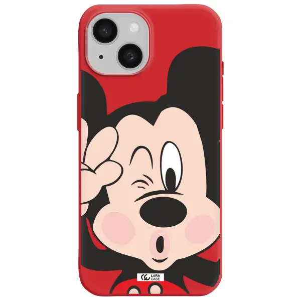 Mickey Mouse Apple Iphone 15 Silicone Imperial Red Case