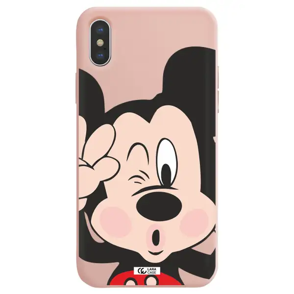 Mickey Mouse Apple iPhone XS Silicone pastel pink Case