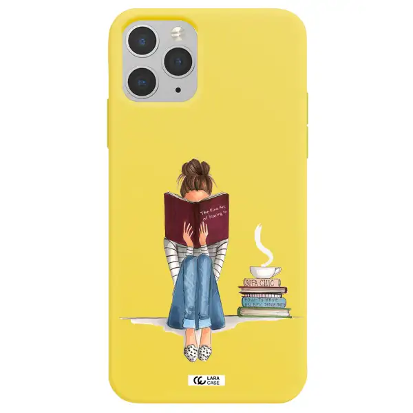 Reading Hobby Girl Apple iPhone 11 pro max Silicone canary yellow Case