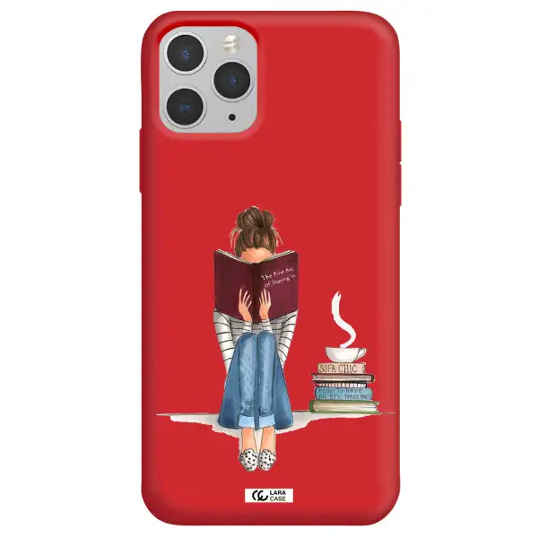 Reading Hobby Girl Apple iPhone 11 pro max Silicone Imperial Red Case