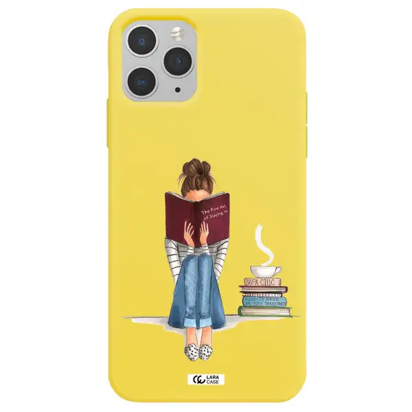 Reading Hobby Girl Apple iPhone 11 pro Silicone canary yellow Case