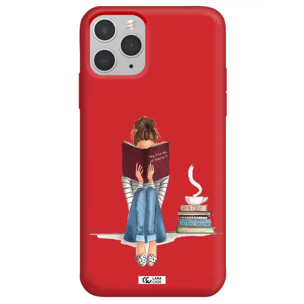 Reading Hobby Girl Apple iPhone 11 pro Silicone Imperial Red Case