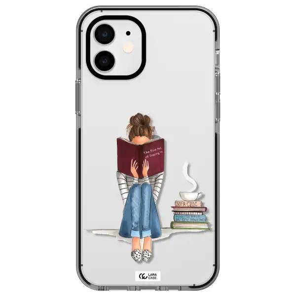 Reading Hobby Girl Apple iPhone 12 impact black border Case