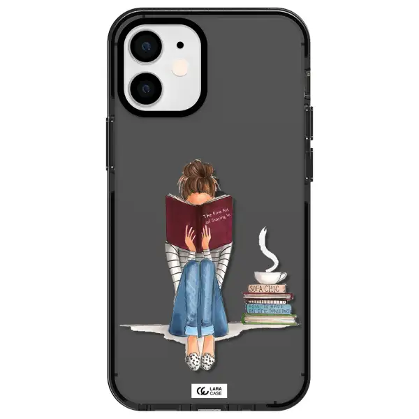 Reading Hobby Girl Apple iPhone 12 mini impact Smoke Black Case