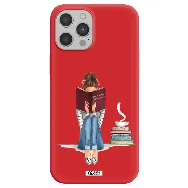 Reading Hobby Girl Apple iPhone 12 pro max Silicone Imperial Red Case
