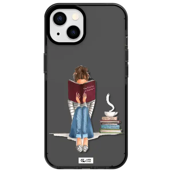 Reading Hobby Girl Apple iPhone 13 impact Smoke Black Case