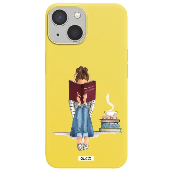 Reading Hobby Girl Apple iPhone 13 mini Silicone canary yellow Case