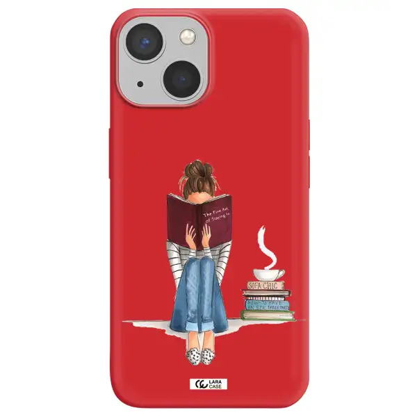 Reading Hobby Girl Apple iPhone 13 mini Silicone Imperial Red Case