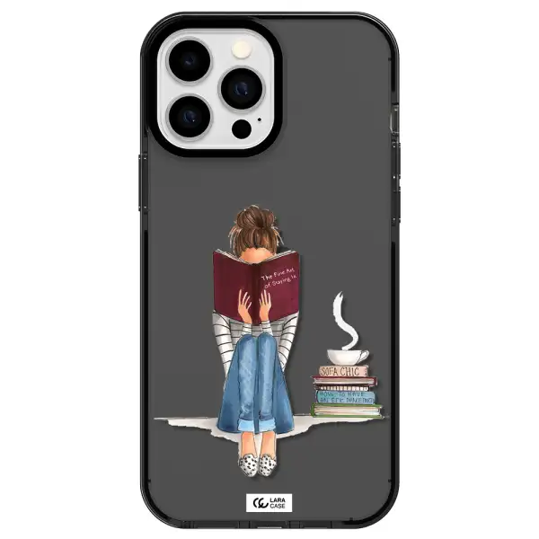 Reading Hobby Girl Apple iPhone 13 Pro Max impact Smoke Black Case
