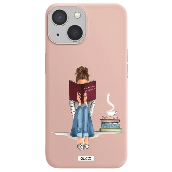 Reading Hobby Girl Apple iPhone 13 Silicone pastel pink Case