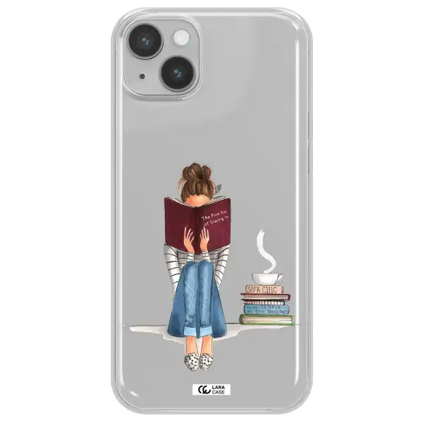 Reading Hobby Girl Apple iPhone 14 plus Clear TPU Case