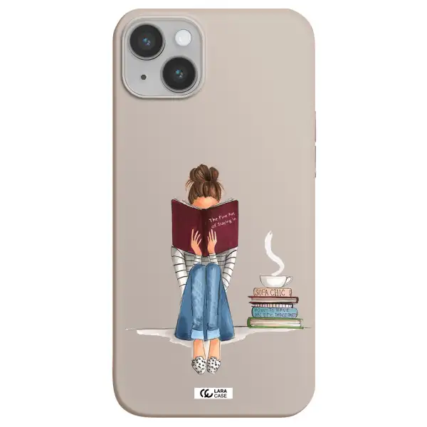 Reading Hobby Girl Apple iPhone 14 plus Silicone Stone Case