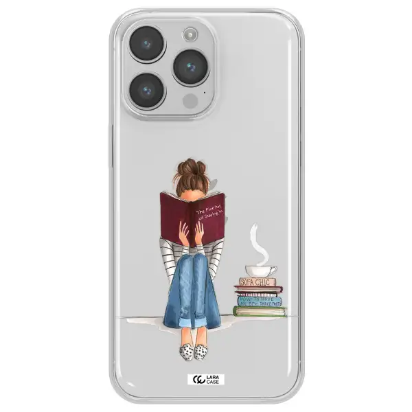 Reading Hobby Girl Apple iPhone 14 pro max Clear TPU Case