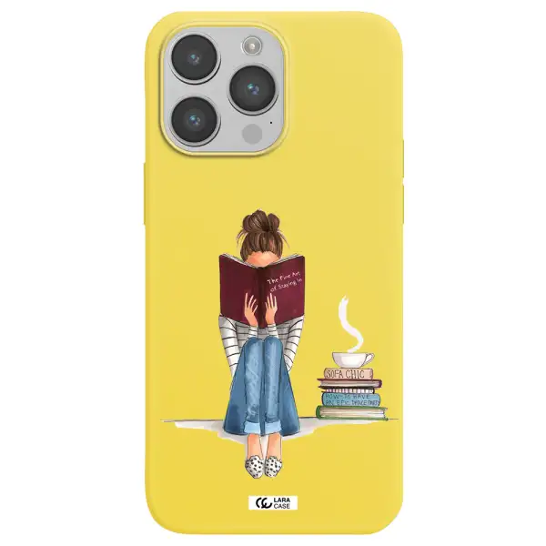 Reading Hobby Girl Apple iPhone 14 pro Silicone canary yellow Case