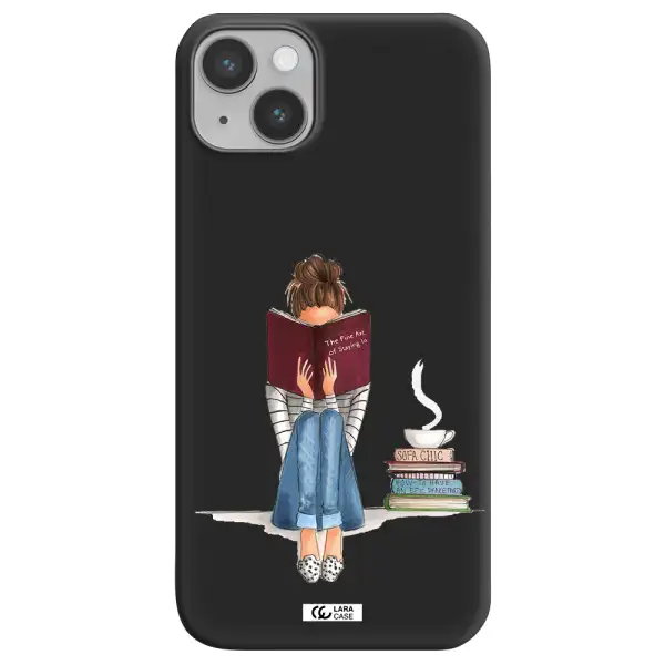 Reading Hobby Girl Apple iPhone 14 Silicone black Case