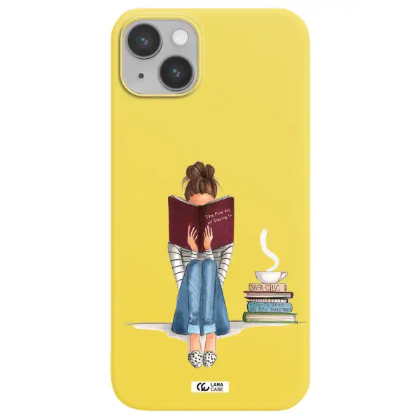 Reading Hobby Girl Apple iPhone 14 Silicone canary yellow Case