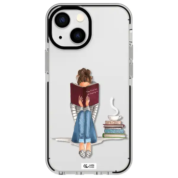 Reading Hobby Girl Apple iPhone 15 Plus impact black border Case