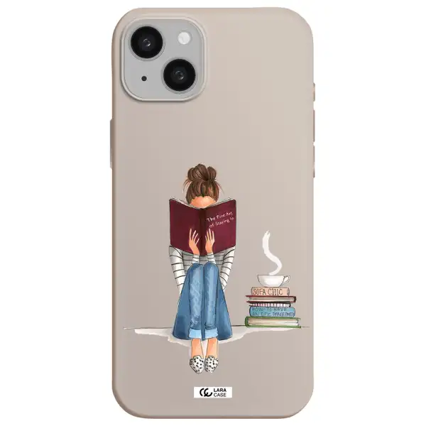 Reading Hobby Girl Apple iphone 15 plus Silicone Stone Case