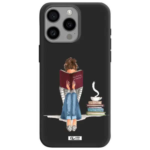 Reading Hobby Girl Apple Iphone 15 Pro max Silicone black Case